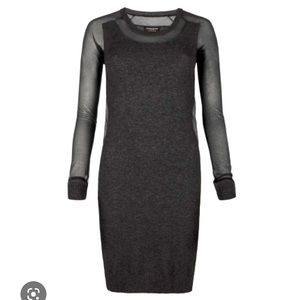 All Saints Grey Mesh Cashmere Blend with Cutouts Dress